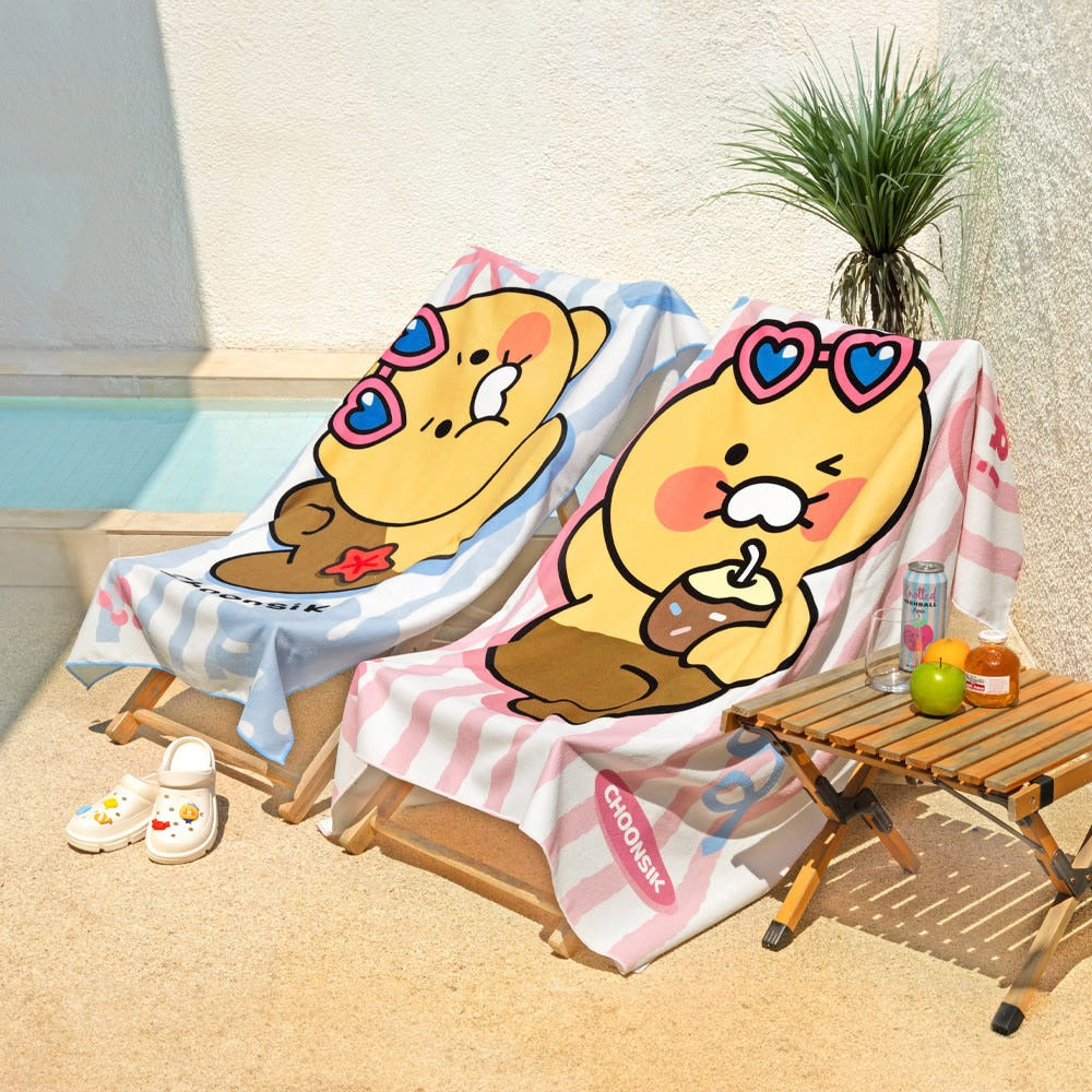 [Kakao Friends]Chunsik Beach Towel Over sized Microfiber Swimming Towel