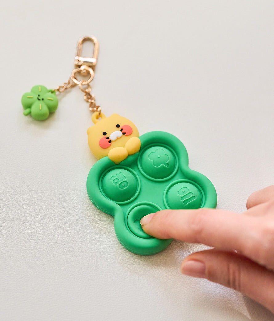 [KAKAO FRIENDS]Choonsik Clover Push Pop Keychain Silicone Fidget Pop Keyring