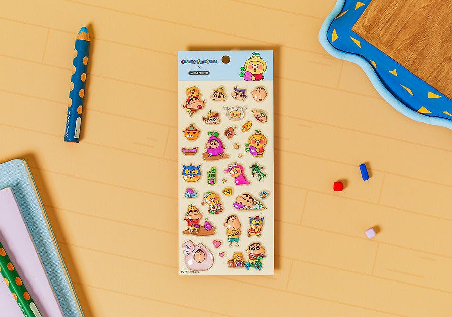 [KAKAO FRIENDS]Crayon Shin-chan x Kakao Friends 3D Puffy Sticker Sheet