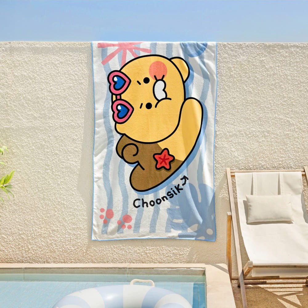 [Kakao Friends]Chunsik Beach Towel Over sized Microfiber Swimming Towel