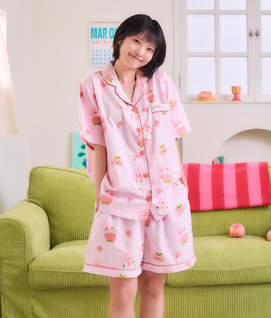 [KAKAO FRIENDS] Peach Women Pajama Set Pink Lounge Wear Apeach