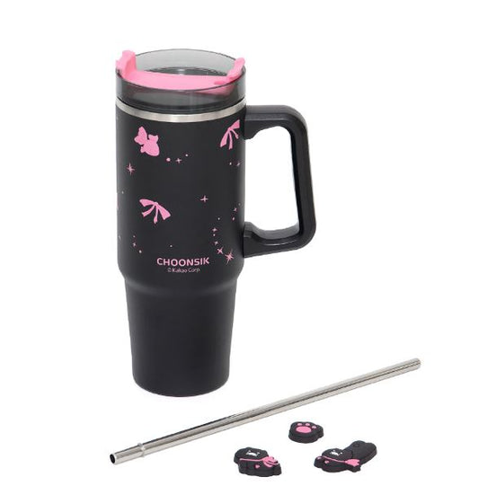 [KAKAO FRIENDS] Black Tumbler Set 887ml (Tumbler + Straw + 3 Deco Stamp Pads)