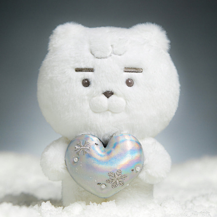 [KAKAO FRIENDS] White silver snowflake heart doll OFFICIAL MD